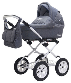 Коляска 2 в 1 BartPlast Fenix Prime Classic светло-синий джинс