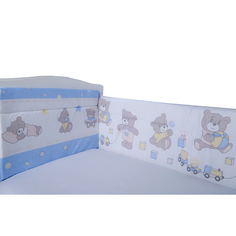 BAMBOLA Бортик в кроватку МИШКА Бязь 40x60-2 части. 40x120-2 части Голубой 108