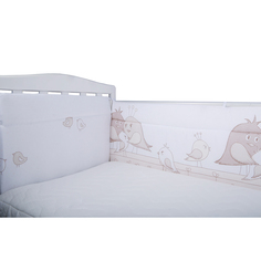 BAMBOLA Бортик в кроватку ПТИЧКИ Бязь40x60- 2части. 40x120 -2части Бежевый 152
