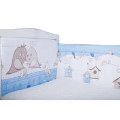BAMBOLA Бортик в кроватку ПТИЧКИ Бязь40x60- 2части. 40x120 -2части Голубой 152