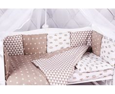 Бортик в кроватку 12 предметов (12 подушек-бортиков) AmaroBaby SOFT (коричневый, бязь)