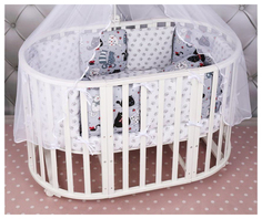 Бортики в кроватку AmaroBabyКотики, 12 предметов серый