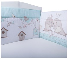 BAMBOLA Бортик в кроватку ПТИЧКИ Бязь40*60- 2части. 40*120 -2части Зеленый