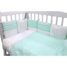 Борт в кроватку Топотушки Гав-гав 12 подушек бирюзовый