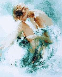 Картина по номерам Color Kit "Девушка и кошка", 40x50