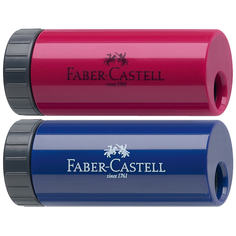 Точилка пластиковая. Faber-Castell. 1 отверстие. Контейнер. Цвет ассорти