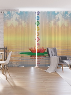 Шторы под лён JoyArty «Символы медитации», серия Oxford DeLux, 340х265 см