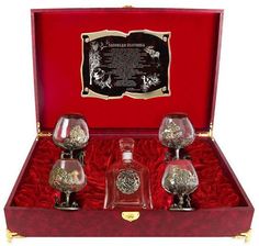 Набор бокалов для коньяка со штофом Город Подарков Охота Заповеди Охотника