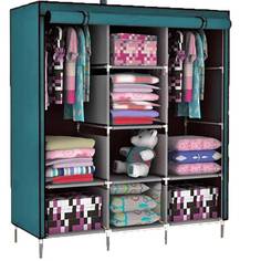 Складной каркасный тканевый шкаф STORAGE WARDROBE 175х130х45 см голубой
