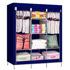 Складной каркасный тканевый шкаф STORAGE WARDROBE 175х130х45 см синий