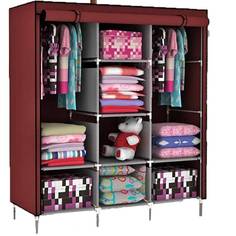 Складной каркасный тканевый шкаф STORAGE WARDROBE 175х130х45 см бордовый