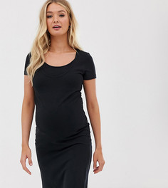 Черное облегающее платье мини из органического хлопка Mamalicious Maternity nursing-Черный Mama.Licious