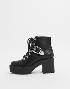 Черные ботинки на массивной подошве со сменными шнурками Public Desire-Черный