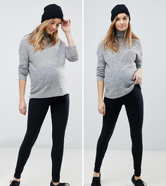 2 пары черных леггинсов из органического хлопка Mamalicious Maternity-Черный Mama.Licious