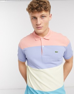 Поло из пике со вставками пастельных тонов Lacoste-Мульти