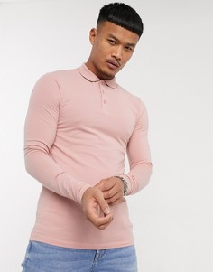 Розовое обтягивающее поло с длинными рукавами из органического хлопка ASOS DESIGN-Розовый