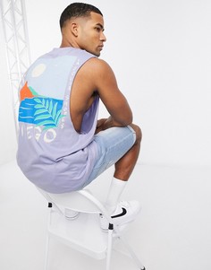 Футболка без рукавов с заниженной проймой и принтом на спине ASOS DESIGN-Синий