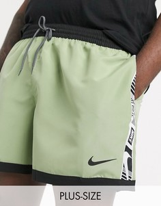 Волейбольные шорты хаки 5 дюймов с фирменной лентой Nike Swimming Plus-Зеленый