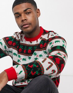 Новогодний джемпер с узором Фэйр-Айл ASOS DESIGN-Красный