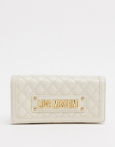 Стеганый кошелек цвета слоновой кости с цепочкой Love Moschino-Кремовый