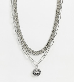 Серебристое ожерелье с монетой Reclaimed Vintage inspired-Серебряный