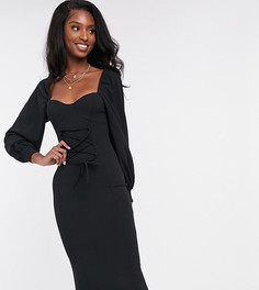 Черное платье мини со шнуровкой ASOS DESIGN Tall-Черный
