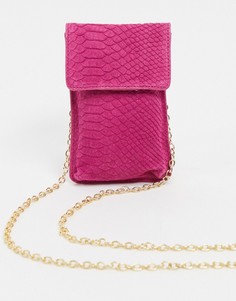 Фуксиевый кожаный чехол для телефона с цепочкой Urbancode-Розовый