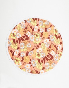 Круглое пляжное полотенце с цветочным принтом в стиле ретро Brave Soul-Коричневый