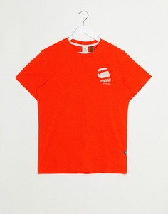 Оранжевая футболка с крупным логотипом на спине G-Star-Оранжевый