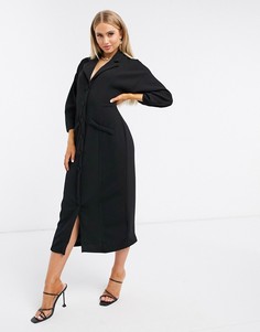 Черное платье-смокинг с пышными рукавами ASOS DESIGN-Черный