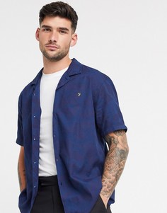 Темно-синяя oversized-рубашка с камуфляжным принтом Farah-Синий