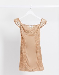 Светло-коричневое платье мини со сборками Femme Luxe-Светло-коричневый