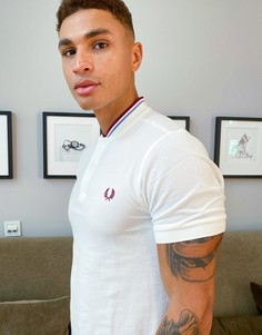 Белое поло с двойным кантом на воротнике Fred Perry-Белый
