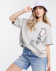 Футболка в стиле oversized с принтом ASOS DESIGN-Бежевый