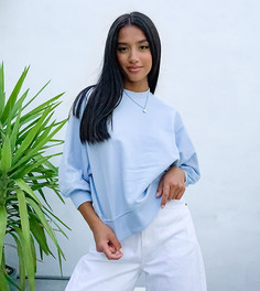 Голубой свободный свитшот с широкими рукавами ASOS DESIGN Petite-Синий