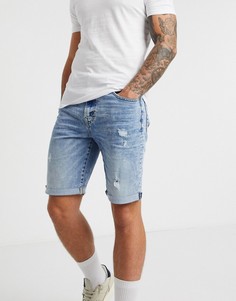 Джинсовые шорты с состаренной отделкой American Eagle-Синий