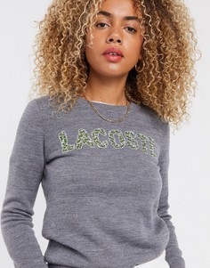Серый свитшот с вышитым логотипом Lacoste