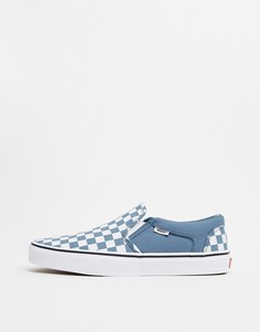 Сине-белые кеды в шахматную клетку Vans Asher-Синий