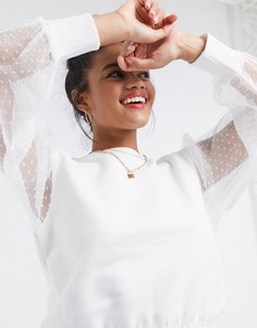 Белая блузка с рукавами из органзы River Island-Белый