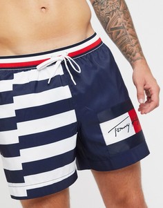 Темно-синие шорты для плавания с полосками и логотипом Tommy Hilfiger-Темно-синий