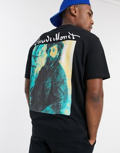 Свободная футболка с принтом "Claude Monet" ASOS DESIGN-Черный