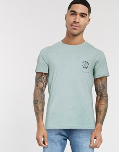 Футболка с нагрудным карманом и логотипом Jack & Jones-Зеленый