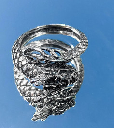 Серебряное кольцо с дизайном "драконы" ASOS DESIGN-Серебряный