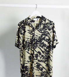 Светло-бежевая рубашка с абстрактным цветочным принтом ASOS DESIGN Tall-Кремовый