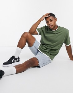 Свободная футболка цвета хаки с двухслойным дизайном ASOS DESIGN-Мульти