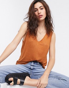 Рыжая трикотажная майка Object-Коричневый
