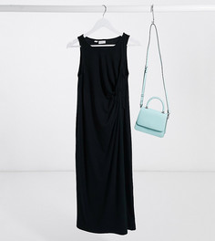 Черное платье миди с перекрутом Mamalicious Maternity-Черный Mama.Licious