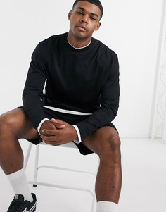 Черный лонгслив с контрастным вторым слоем ASOS DESIGN-Мульти