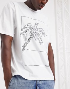 Белая футболка с принтом пальмы Topman-Белый