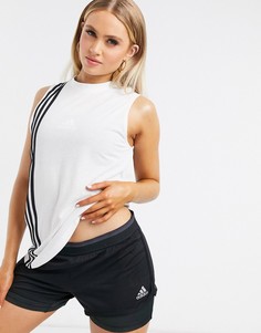 Белая майка с 3 полосками adidas Training-Белый
